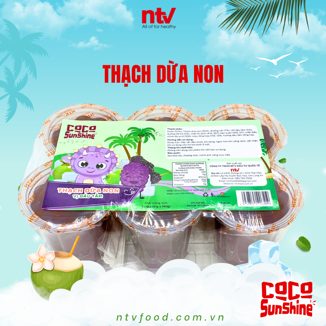Thạch Dừa Non Coco SunShine vị Dâu Tằm ly